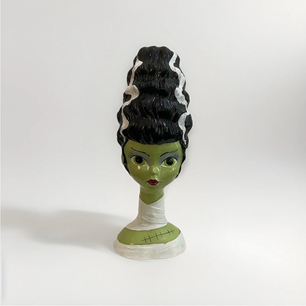 Bella Lux Frankenstein Bride Head Bust Green Halloween Figurine Decoration New